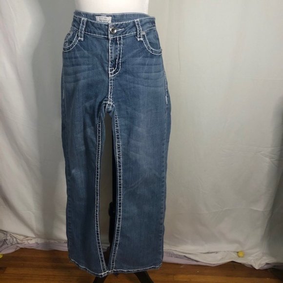 LA IDOL Jeans Wide Stitch Bootcut Size 11 - Picture 1 of 6